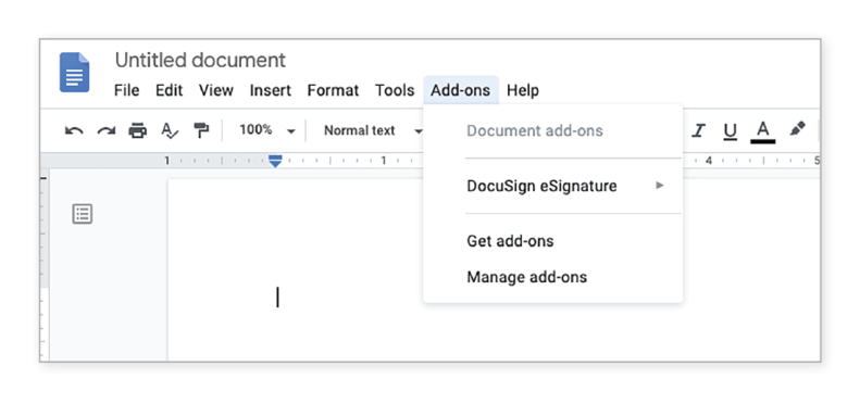 add-ons signature électronique dans google docs